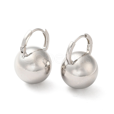 Brass Round Ball Hoop Earrings for Women EJEW-Q024-03P-1