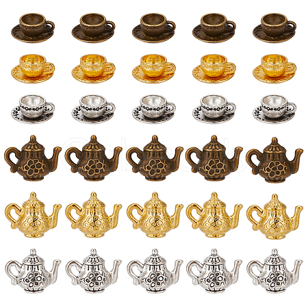 CHGCRAFT 60Pcs 6 Style Alloy Small Handmade Charms Pendants FIND-CA0005-01-1