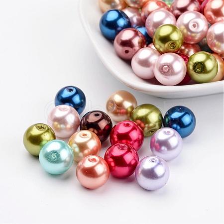 Mixed Glass Pearl Round Beads X-HYC005-1