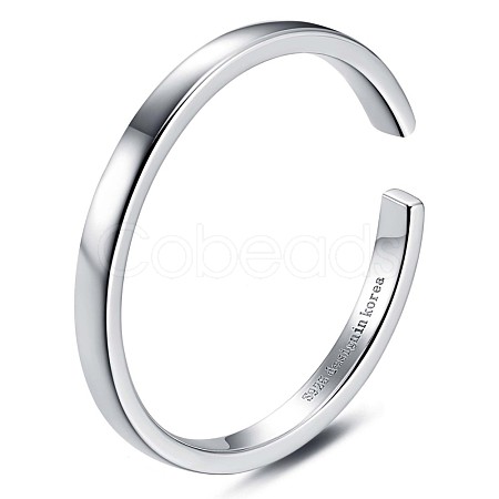 Rhodium Plated 925 Sterling Silver Open Cuff Ring JR868A-01-1