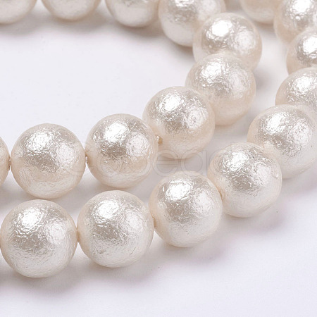 Wrinkle Textured Shell Pearl Beads Strands X-BSHE-F013-02-6mm-1