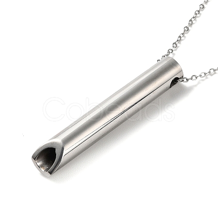 304 Stainless Steel Whistle Pendant Necklaces NJEW-P277-01P-1