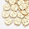 Brass Pendants, Flat Round with Constellations, Real 18K Gold Plated, Aries, 16x14x1~1.5mm, Hole: 1mm