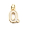 Rack Plating Brass Pendants, with Enamel and Jump Ring, Cadmium Free & Lead Free, Long-Lasting Plated, Real 18K Gold Plated, Letter, Letter Q, 12x7.5x1mm, Hole: 2.5mm