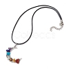 Tibetan Style Alloy Moon Pendant Necklace NJEW-JN04607-02-4