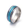 304 Stainless Steel Paua Shell Cuff Ring for Women RJEW-M014-01P-B-1