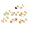 Golden Plated Brass Enamel Stud Earrings EJEW-L234-041B-1