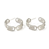 Brass Micro Pave Clear Cubic Zirconia Half Hoop Earrings EJEW-L234-031-2