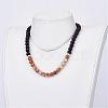 Frosted Natural Gemstone Beaded Necklaces NJEW-JN01939-5