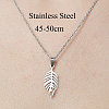 Non-Tarnish 201 Stainless Steel Hollow Leaf Pendant Necklace NJEW-OY001-66-3