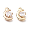 Brass Micro Clear Cubic Zirconia Charms ZIRC-H101-06G-1