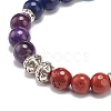Natural & Synthetic Mixed Stone & Alloy Round Beaded Stretch Bracelet BJEW-JB08572-4