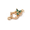 Brass Pave Clear Cubic Zirconia Flower Ring Links Connector Charms KK-C062-044G-02-2