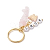 Alloy Enamel Acrylic with Natural Rose Quartz Keychain KEYC-JKC00806-06-4