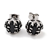 Halloween Skull 316 Surgical Stainless Steel Pave Black Cubic Zirconia Stud Earrings for Women Men EJEW-Z050-12AS-1