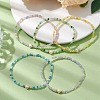 5Pcs 5 Styles Rondelle Faceted Glass Beaded Stretch Bracelets BJEW-JB10331-2