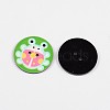 2-Hole Flat Round with Ladybird Pattern Acrylic Buttons BUTT-F055-06F-2