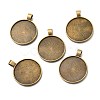 Tibetan Style Flat Round Alloy Pendant Cabochon Settings TIBEP-Q049-08AB-NR-1