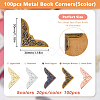 SUPERFINDINGS 100Pcs 5 Colors Floral Pattern Iron Book Corner Guards FIND-FH0007-45-2
