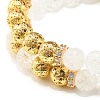 Natural Crackle Quartz & Lava Rock Round Beads Stretch Bracelets Set BJEW-JB07206-8