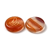 13Pcs Flat Round Natural Carnelian Rune Stones G-K335-08F-2