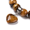 Natural Tiger Eye Beads Charm Bracelets BJEW-K164-B06-4