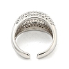 Real Platinum Plated Brass Micro Pave Clear Cubic Zirconia Cuff Rings RJEW-L113-016P-01-3