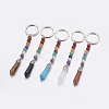 Natural/Synthetic Gemstone Chakra Pointed Keychain KEYC-P040-C-1
