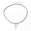 Natural Rose Quartz & Lapis Lazuli Double Terminated Pointed Pendants Necklaces Set for Couples Best Friends NJEW-JN03675-4