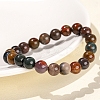 Natural Green Ocean Agate Round Stretch Bracelets for Women PW-WG91270-03-3