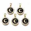 Brass Micro Pave Clear Cubic Zirconia Charms KK-T063-86-NF-1