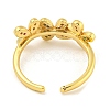 Flower Rack Plating Brass Micro Pave Cubic Zirconia Open Cuff Rings for Women RJEW-N047-01G-RS-4