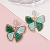 Bohemian Ethnic Style Alloy Frame Cotton Thread Woven Butterfly Stud Dangle Earrings for Women  FG8172-6-1