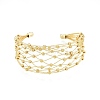 Brass Wire Wrap Open Cuff Bangle BJEW-I303-02G-1