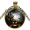 Halloween Theme Glass Pendant Necklaces NJEW-J057-B945-AB-1