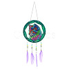 DIY Diamond Painting Web with Feather Wind Chime Kits DIAM-PW0001-223D-1