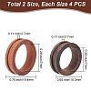 DELORIGIN 8Pcs 2 Style Wood Grooved Finger Ring Settings WOOD-DR0001-01-2