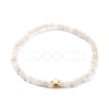 Faceted Round Natural Rainbow Moonstone Stretch Beaded Bracelets BJEW-JB05378-01-1