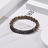 Natural Wood & Synthetic Hematite Stretch Bracelet with Gemstone BJEW-JB08155-3