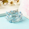 5-Loop Natural Aquamarine Chip Beaded Wrap Bracelets for Women BJEW-JB01517-03-2