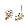 Brass Micro Pave Clear Cubic Zirconia Stud Earring Findings KK-Q764-032-1