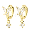 Butterfly Real 18K Gold Plated Brass Dangle Hoop Earrings EJEW-L270-11G-01-1