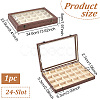 24-Slot Rectangle Wood Grain Imitation Leather Pendant Necklace Jewelry Storage Presentation Boxes CON-WH0095-33C-2