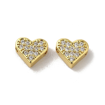 Brass Micro Pave Cubic Zirconia Beads KK-H487-03G-1