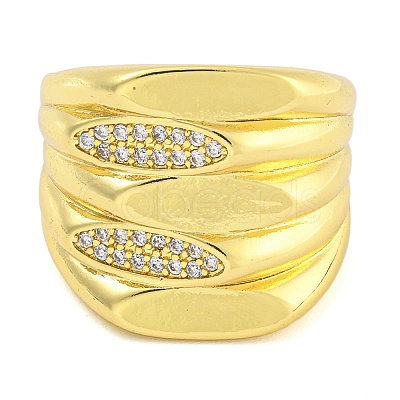 Brass Micro Pave Cubic Zirconia Cuff Finger Rings RJEW-B069-02G-1