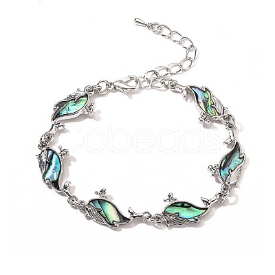 Whale Natural Abalone Shell/Paua Shell Link Bracelets for Women FS5984-6-1