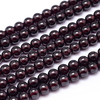 Mozambique Import Natural Grade AA Garnet Round Beads Strands G-E300-AA-6mm-1