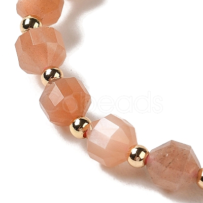 Faceted Natural Sunstone Stretch Beaded Bracelets BJEW-P318-01G-04-1