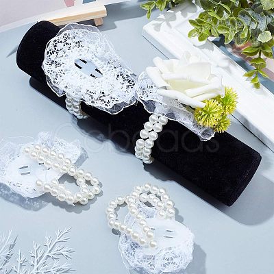 Plastic Imitation Pearl Stretch Bracelets FIND-NB0001-23-1