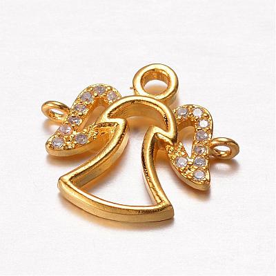 Brass Cubic Zirconia Links ZIRC-K046-01-1